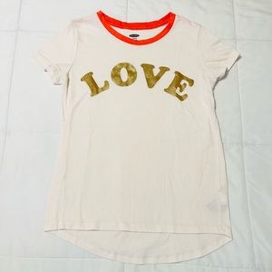 Old Navy Girls Cream “Love” Tshirt Size L / 10-12